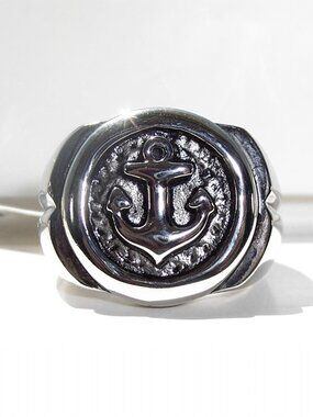 STAINLESS STEEL Men's Nautical Anchor Ring